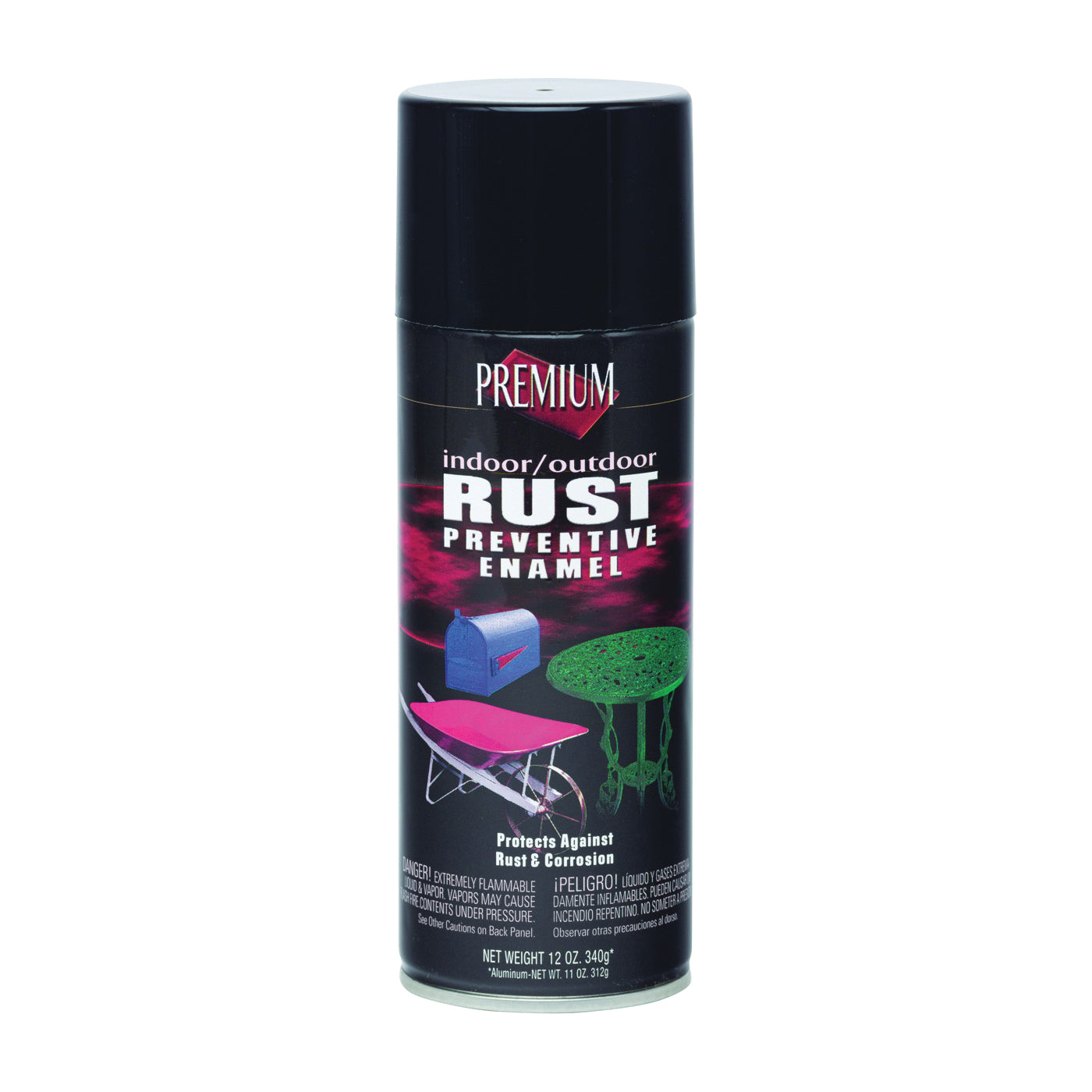 RUST-OLEUM RP1001 Rust-Preventative Spray Paint, Gloss, Black, 12 oz, Aerosol Can