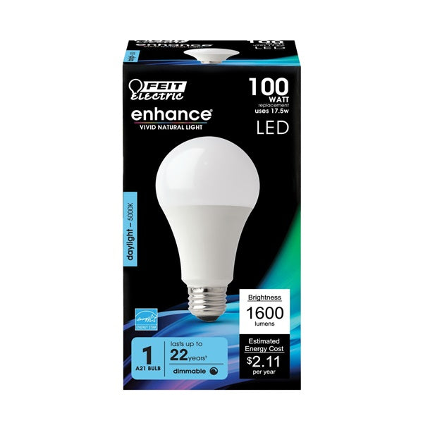 Feit Electric OM100DM/950CA LED Lamp, General Purpose, A21 Lamp, 100 W Equivalent, E26 Lamp Base, Dimmable