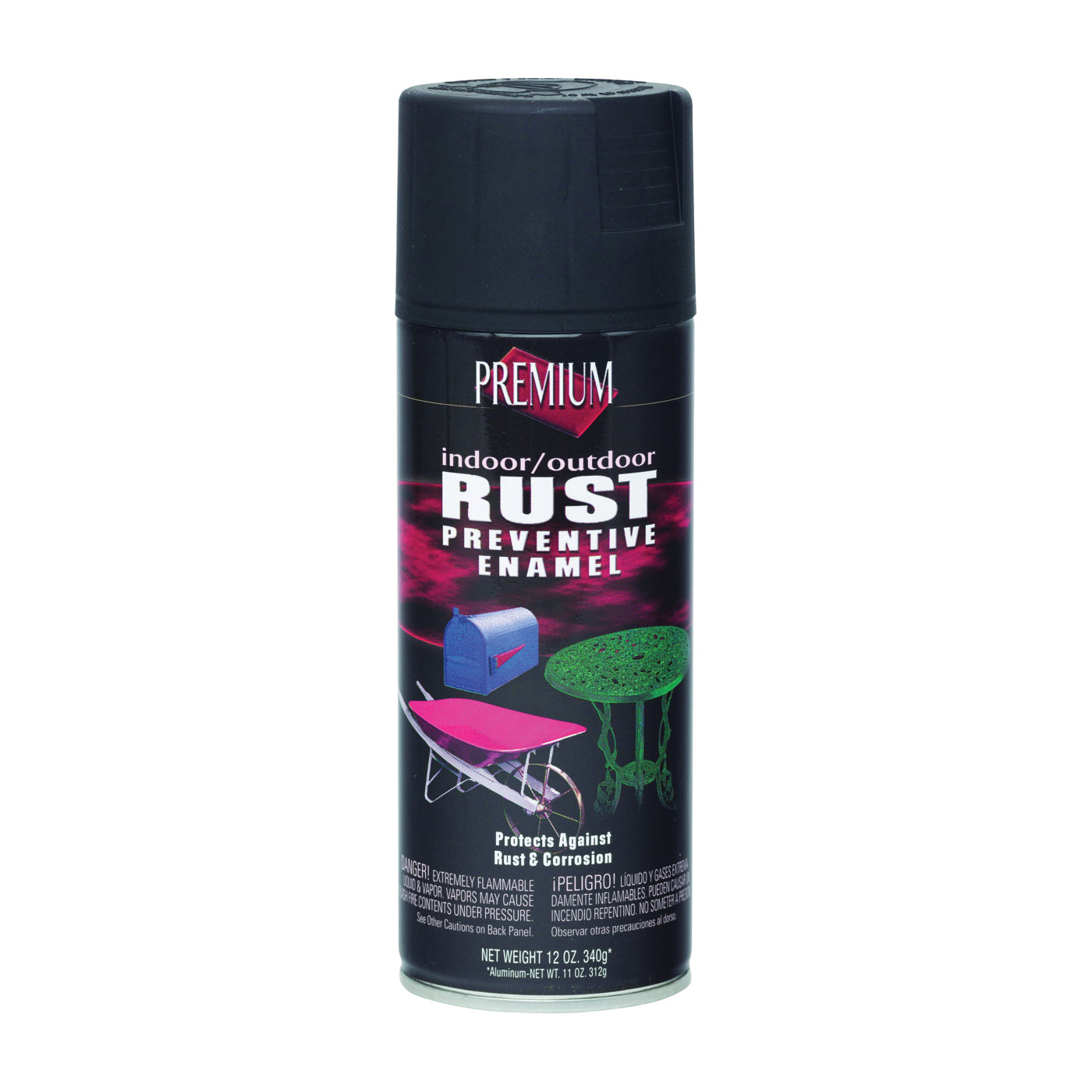 RUST-OLEUM RP1013 Rust-Preventative Spray Paint, Satin, Black, 12 oz, Aerosol Can