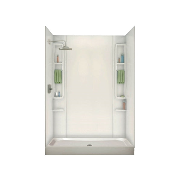 MAAX Finesse 105624-000-002 Shower Base, 48 in L, 32 in W, 7 in H, Fiberglass, White, Alcove Installation