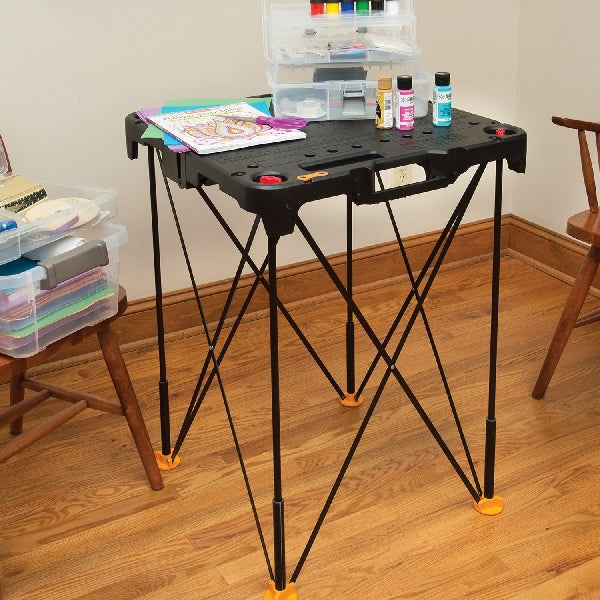 WORX WX066 Portable Work Table, 32 in OAH, 300 lb Capacity, Black, Plastic Tabletop