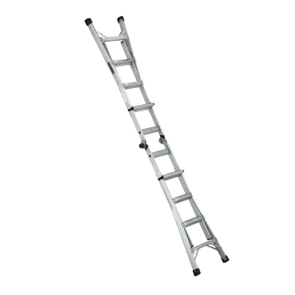 Louisville L-2098-17 Multi-Purpose Ladder, 9 to 15 ft Max Reach H, 16-Step, Type IA Duty Rating, Aluminum
