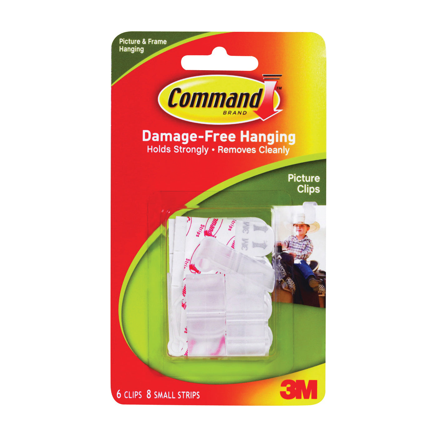 Command 17210 Picture Clip, 1 lb, Plastic, White, Adhesive Strip Mounting
