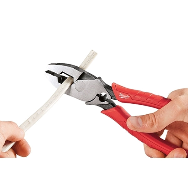 Milwaukee 48-22-6100 Lineman's Plier with Crimper, 9 in OAL, 1.77 in Cutting Capacity, Red Handle, Comfort-Grip Handle