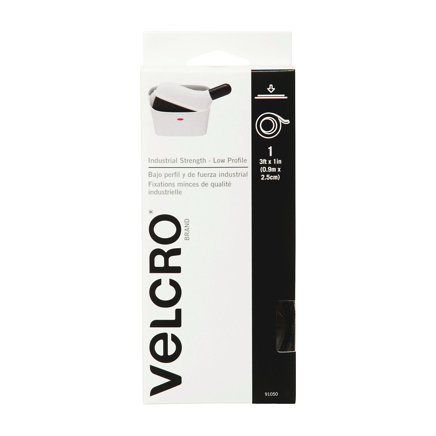 VELCRO Brand 91050 Fastener, 1 in W, 3 ft L, Black, 10 lb