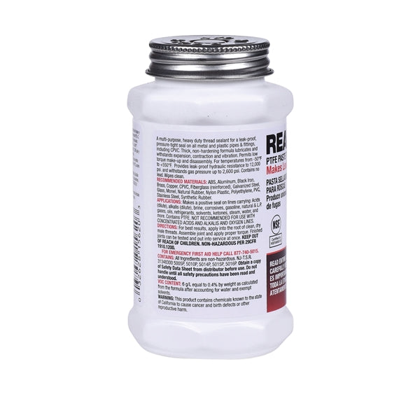 Oatey REAL TUFF 15620 Thread Sealant, 8 oz Can, Paste, White