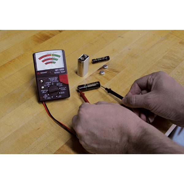 GB GBT-500A Battery Tester, 1.5 to 22.5 V, Analog Display, Black
