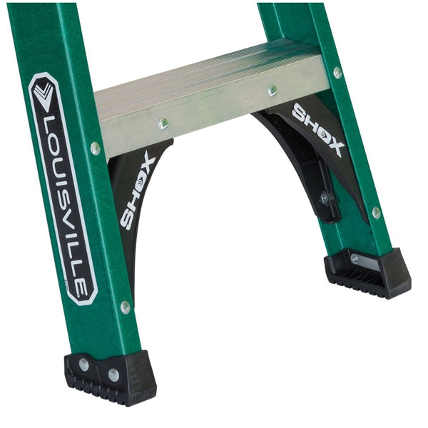 Louisville FS4008 Step Ladder, 147 in Max Reach H, 7-Step, 225 lb, Type II Duty Rating, 3 in D Step, Fiberglass
