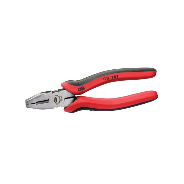 GB GS-387 Lineman's Plier, 7-1/2 in OAL, 1-1/4 in Jaw Opening, Red Handle, Comfort-Grip Handle