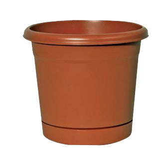 Southern Patio RN1608TC Riverland Planter with Saucer, 16 in Dia, Round, Poly Resin, Terra Cotta, Matte