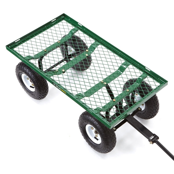 Gorilla Carts GOR400 Yard Cart with Fold Down Sides, 400 lb, 34 in L x 18 in W Deck, Steel Deck, 4-Wheel, 10 in Wheel
