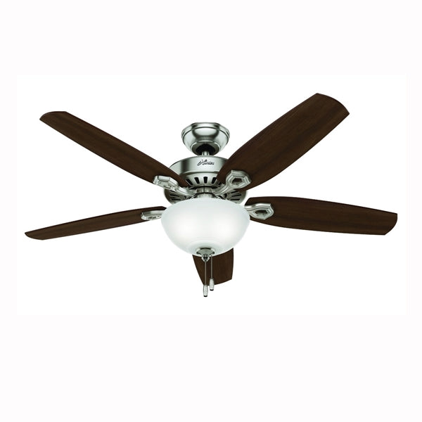 Hunter 53090 Ceiling Fan, 5-Blade, Brazilian Cherry/Stained Oak Blade, 52 in Sweep, 3-Speed, With Lights: Yes