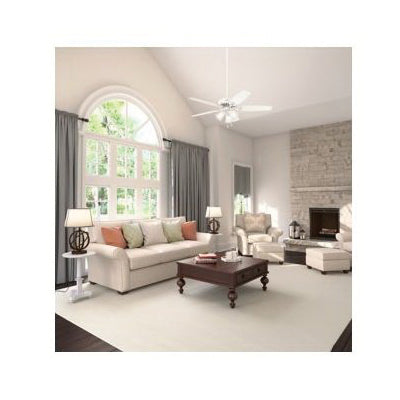 Hunter 53236 Ceiling Fan, 5-Blade, Snow White Blade, 52 in Sweep, 3-Speed, With Lights: Yes