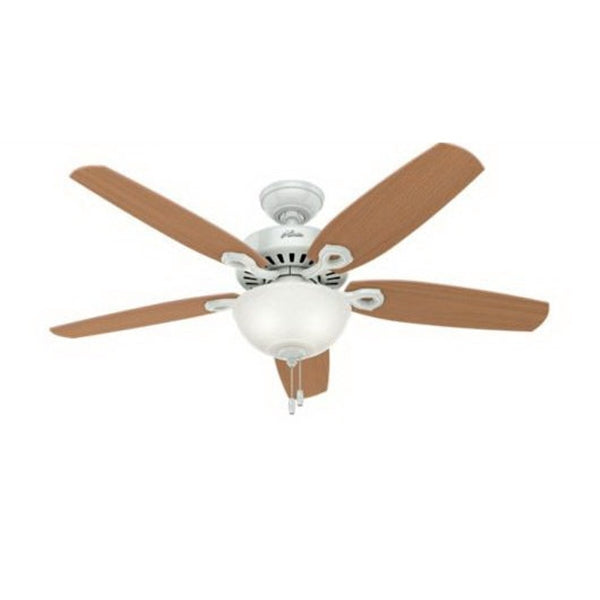 Hunter 53089 Ceiling Fan, 5-Blade, Beech/White Blade, 52 in Sweep, 3-Speed, With Lights: Yes