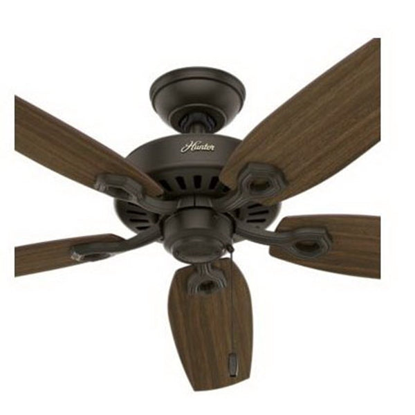 Hunter Builder Elite Series 53242 Ceiling Fan, 5-Blade, Brazilian Cherry/Harvest Mahogany Blade, 52 in Sweep, 3-Speed