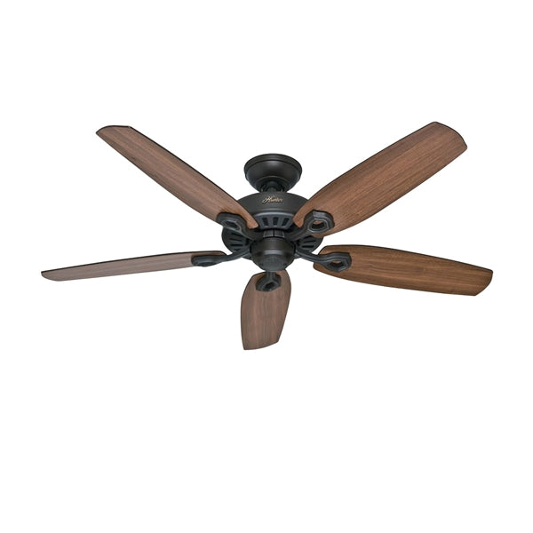 Hunter Builder Elite Series 53242 Ceiling Fan, 5-Blade, Brazilian Cherry/Harvest Mahogany Blade, 52 in Sweep, 3-Speed
