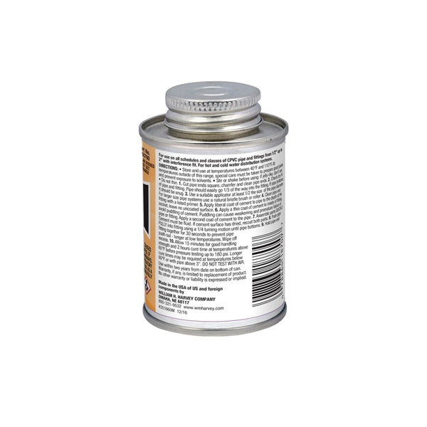 Harvey 018700-24 Solvent Cement, 4 oz Can, Liquid, Orange