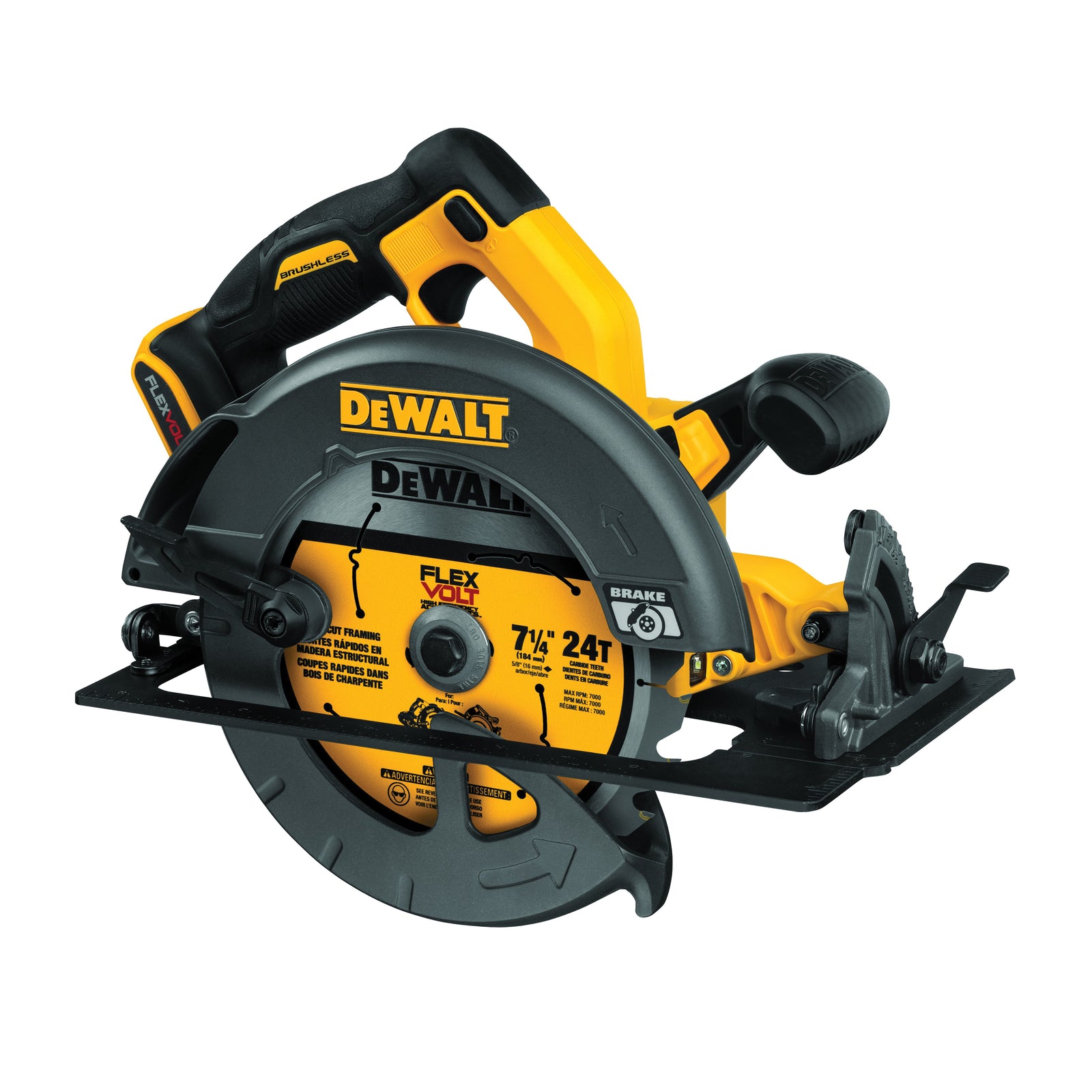 DeWALT FLEXVOLT DCS575B Circular Saw with Brake Bare, 60 V Battery, 7-1/4 in Dia Blade, 57 deg Bevel (BARE TOOL - No Battery Included)