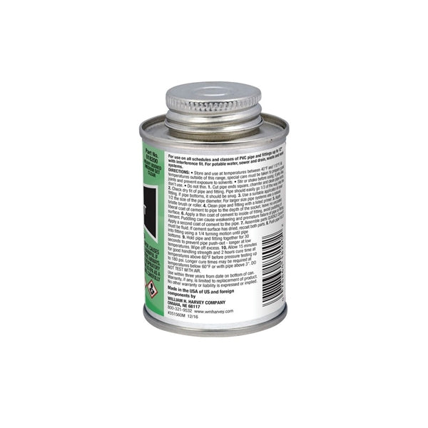 Harvey 018200-24 Solvent Cement, 4 oz Can, Liquid, Clear