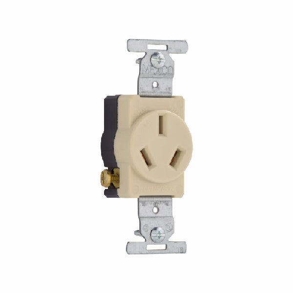 Eaton Cooper Wiring 805 805V-BOX Power Receptacle, 3 -Pole, 125/250 V, 20 A, NEMA: NEMA 10-20R, Ivory