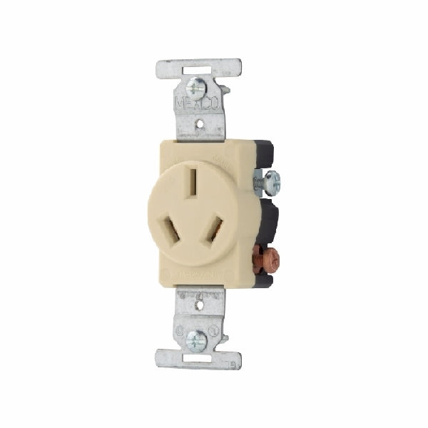 Eaton Cooper Wiring 805 805V-BOX Power Receptacle, 3 -Pole, 125/250 V, 20 A, NEMA: NEMA 10-20R, Ivory