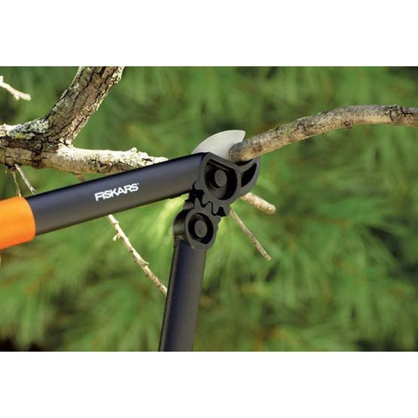 FISKARS 79726997J Power Gear Lopper, 1-1/4 in Cutting Capacity, Anvil Blade, Steel Blade, 15 in OAL