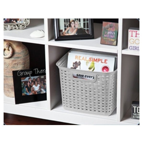 Sterilite 12736A06 Tall Weave Basket, 1.8 cu-ft Capacity, Plastic, Cement, Rectangle