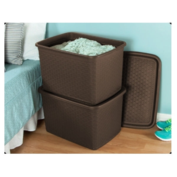 Sterilite 12786P04 Weave Storage Tote, Plastic, Espresso, 23-1/4 in L, 16-7/8 in W, 14 in H