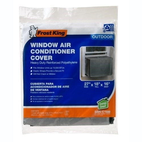 Frost King AC2H Window Air Conditioner Cover, 16 in L, 27 in W, 6 mil Thick Material, Polyethylene, Silver