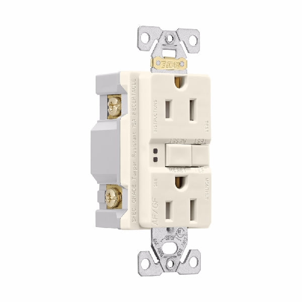 Eaton Wiring Devices TRAFGF15LA-K-L Duplex Receptacle Wallplate, 2 -Pole, 15 A, 125 V, Back, Side Wiring