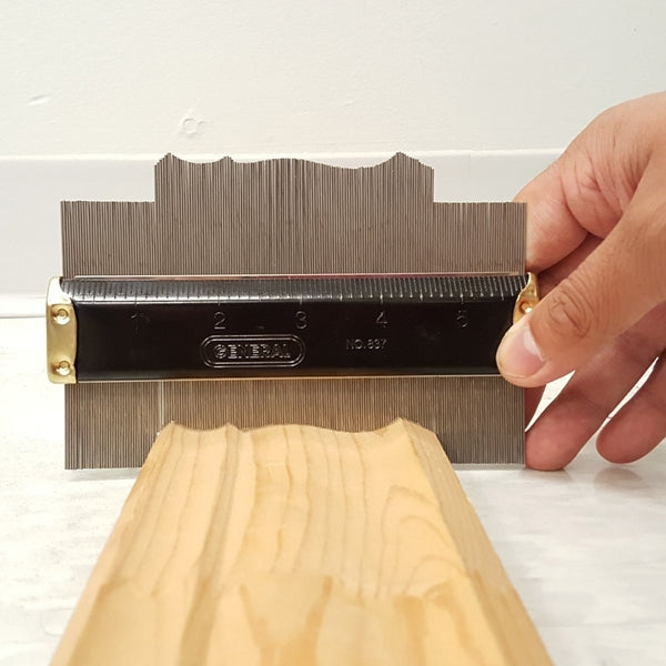 GENERAL 837 Contour Gauge with Pins, 6 in L, 3-1/2 in W, SAE Graduation, Stainless Steel