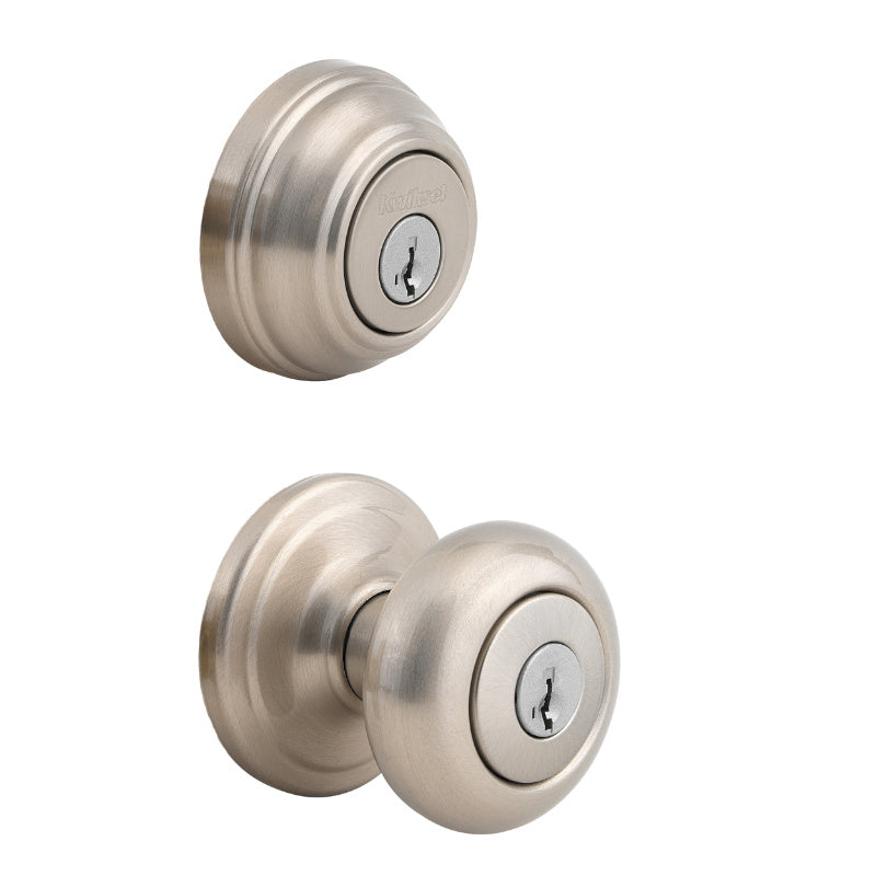 Kwikset Signature Series 991J15SMTCP Knob Lockset, 2 Grade, Keyed Key, Satin Nickel, 2-3/8 x 2-3/4 in Backset, K4 Keyway
