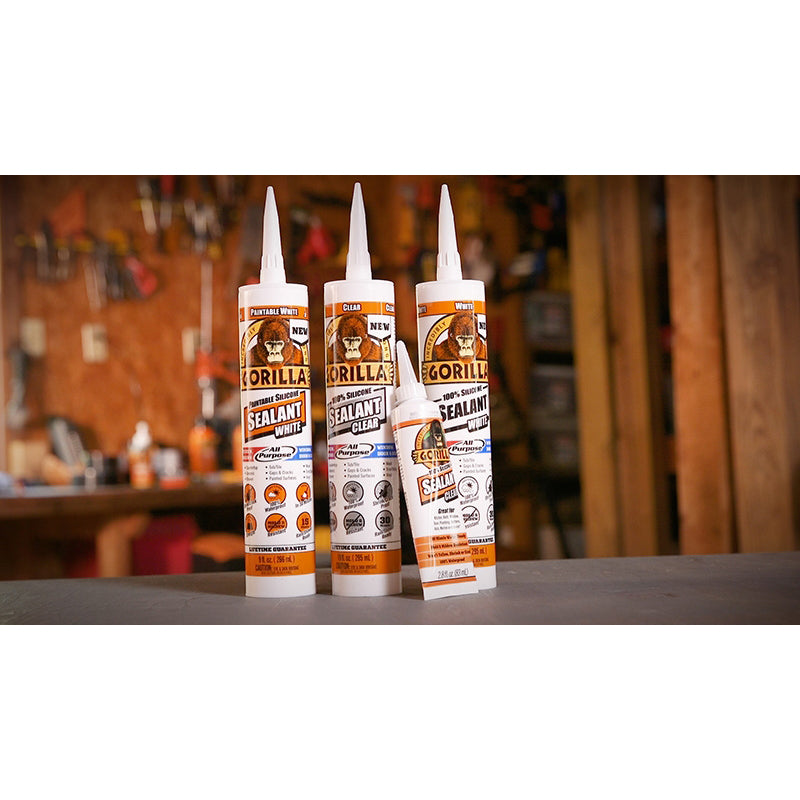 Gorilla 8050002 Silicone Sealant, Clear, 1 days Curing, -40 to 350 deg F, 10 oz Cartridge