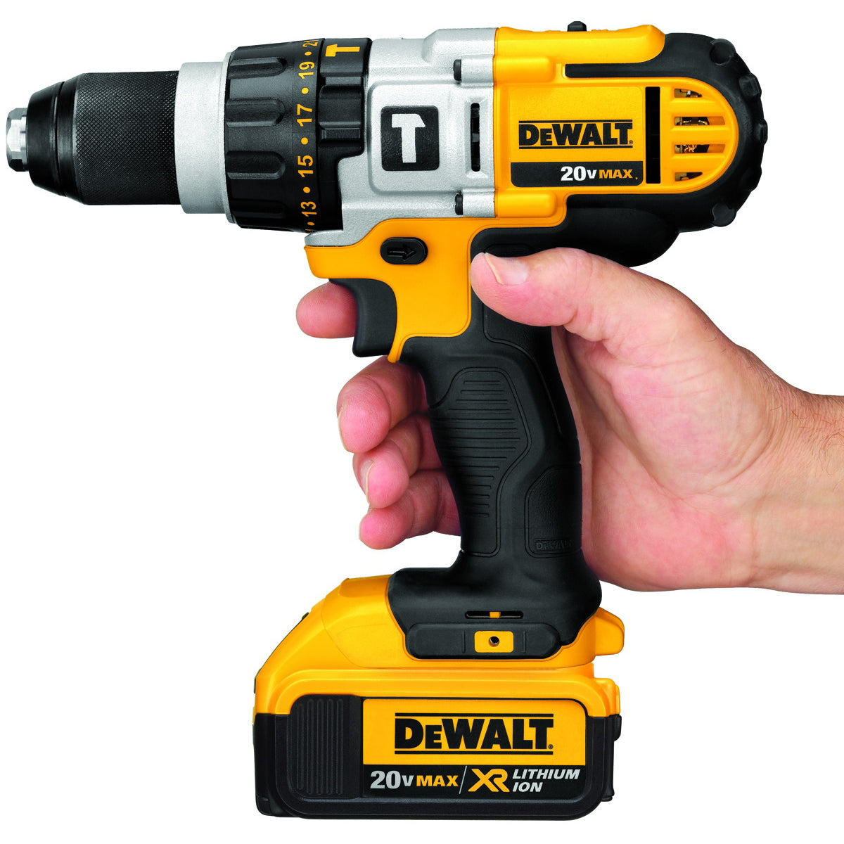 DeWALT DCD985M2 20V Max Premium 3-Speed Hammerdrill Kit (Includes (2) 20V Max XR Batteries, Charger, Side Handle, and Kit Box)