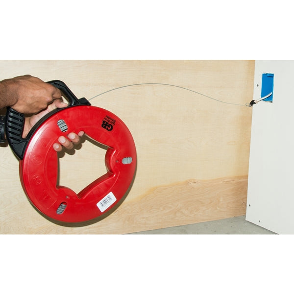 GB UpperHand Series FTS-125R Fish Tape, 1/8 in Tape, 125 ft L Tape, Carbon Steel Tape, Red Case