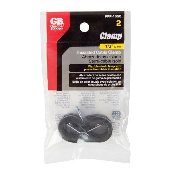 GB PPR-1550 Cable Clamp, 1/2 in Max Bundle Dia, Rubber/Steel, Black