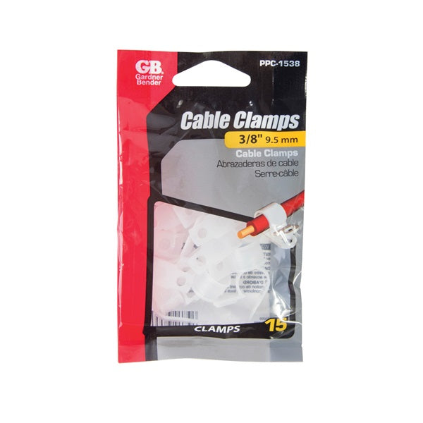 GB PPC-1538 Cable Clamp, 3/8 in Max Bundle Dia, Plastic, White