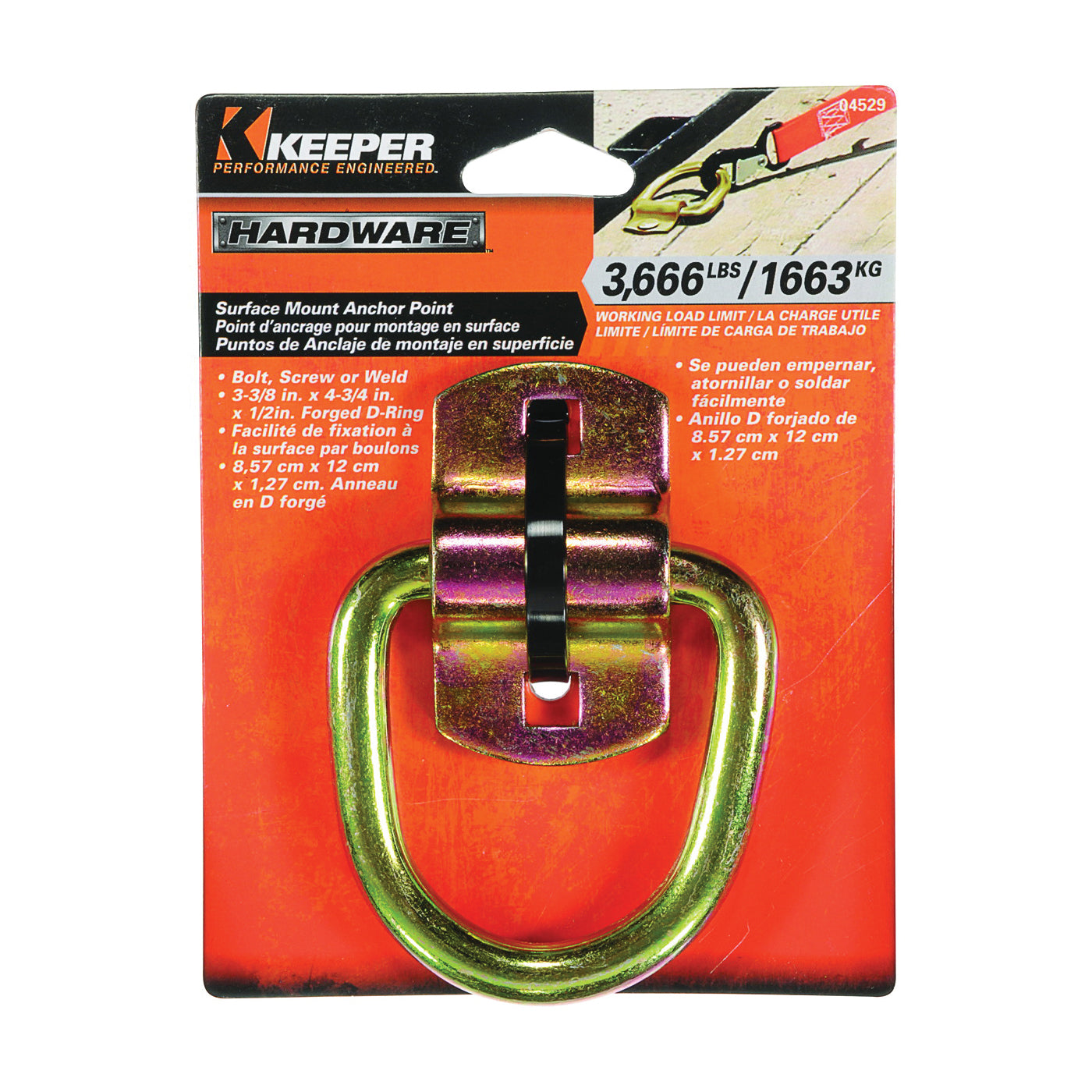 KEEPER 04529 Anchor Point Wire Ring, Heavy-Duty, Steel