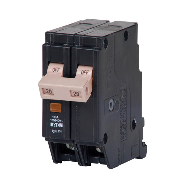 Cutler-Hammer CHF220CS Circuit Breaker with Flag, Mini, Type CHF, 20 A, 2 -Pole, 120/240 V, Common, Fixed Trip