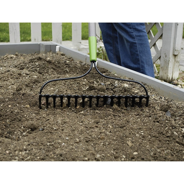 AMES 28252100 Bow Rake, 3-5/8 in L Head, 15-3/4 in W Head, 16 -Tine, Steel Tine, Steel Head, 57-1/2 in L Handle