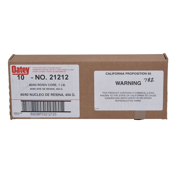 Oatey 21212 Rosin Core Solder, 1 lb, Solid, Silver, 361 to 460 deg F Melting Point