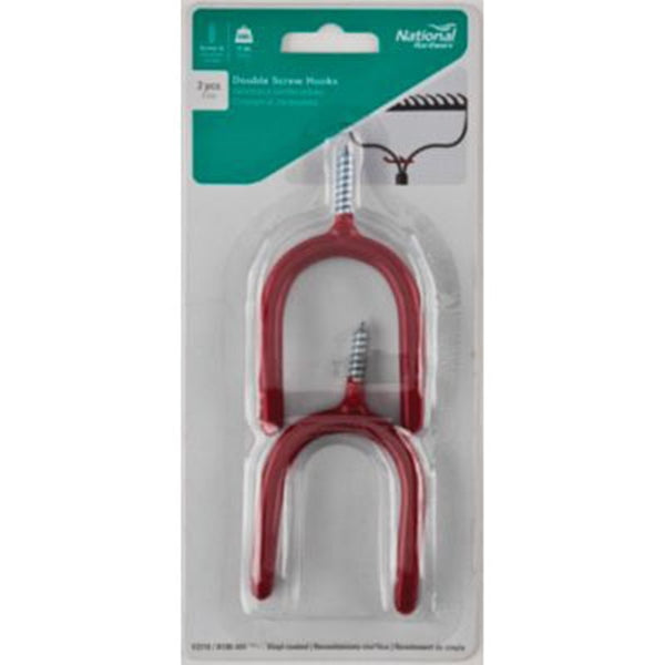 National Hardware V2210 N188-004 Storage Hook, 12 lb, 1-5/8 in Opening, Screw Mounting, Steel, Red