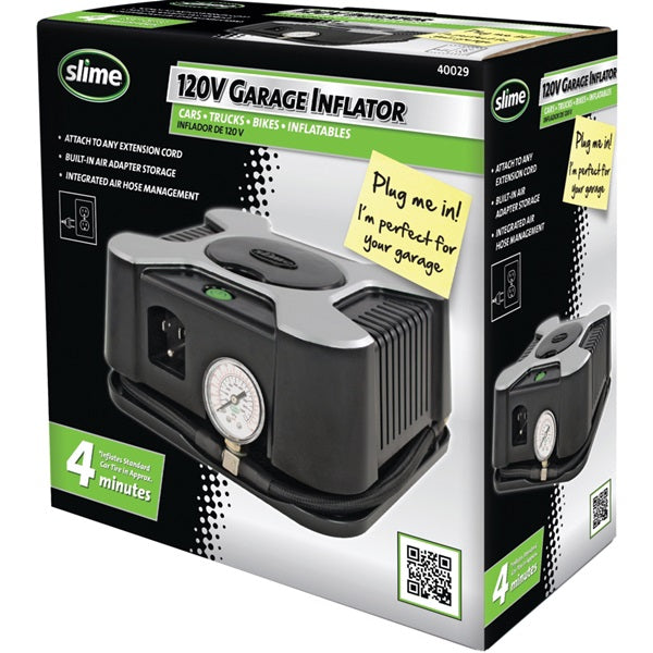 Slime 40029 Garage Tire Inflator, 120 V, 0 to 150 psi Pressure, Dial Gauge