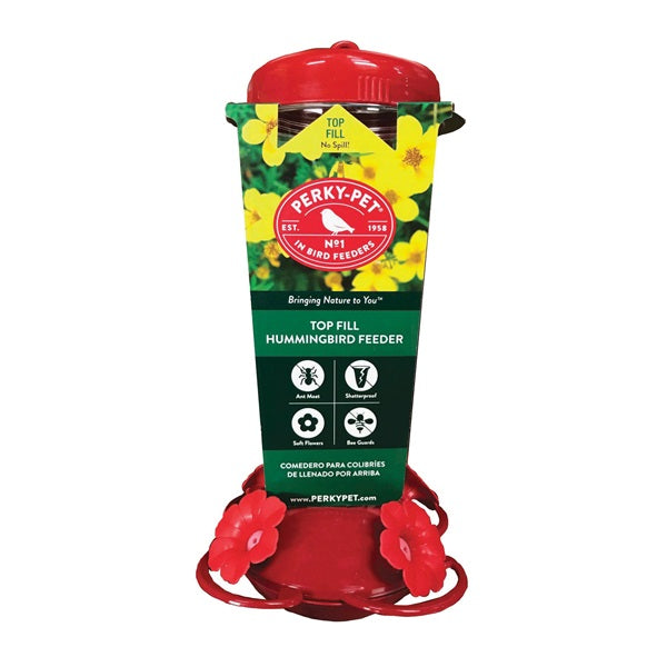 Perky-Pet 138TF Bird Feeder, 24 oz, 4-Port/Perch, Plastic, Clear, 10-3/4 in H