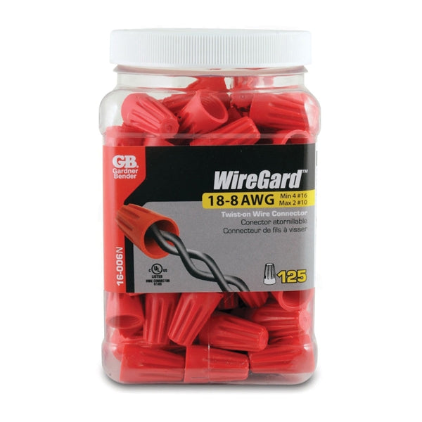 GB WireGard GB-6 16-006 Wire Connector, 18 to 10 AWG Wire, Steel Contact, Polypropylene Housing Material, Red