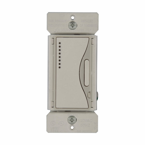 Eaton Wiring Devices Aspire 9534WS Smart Dimmer, 120 V, 600 W, Halogen, Incandescent Lamp, 3-Way, White