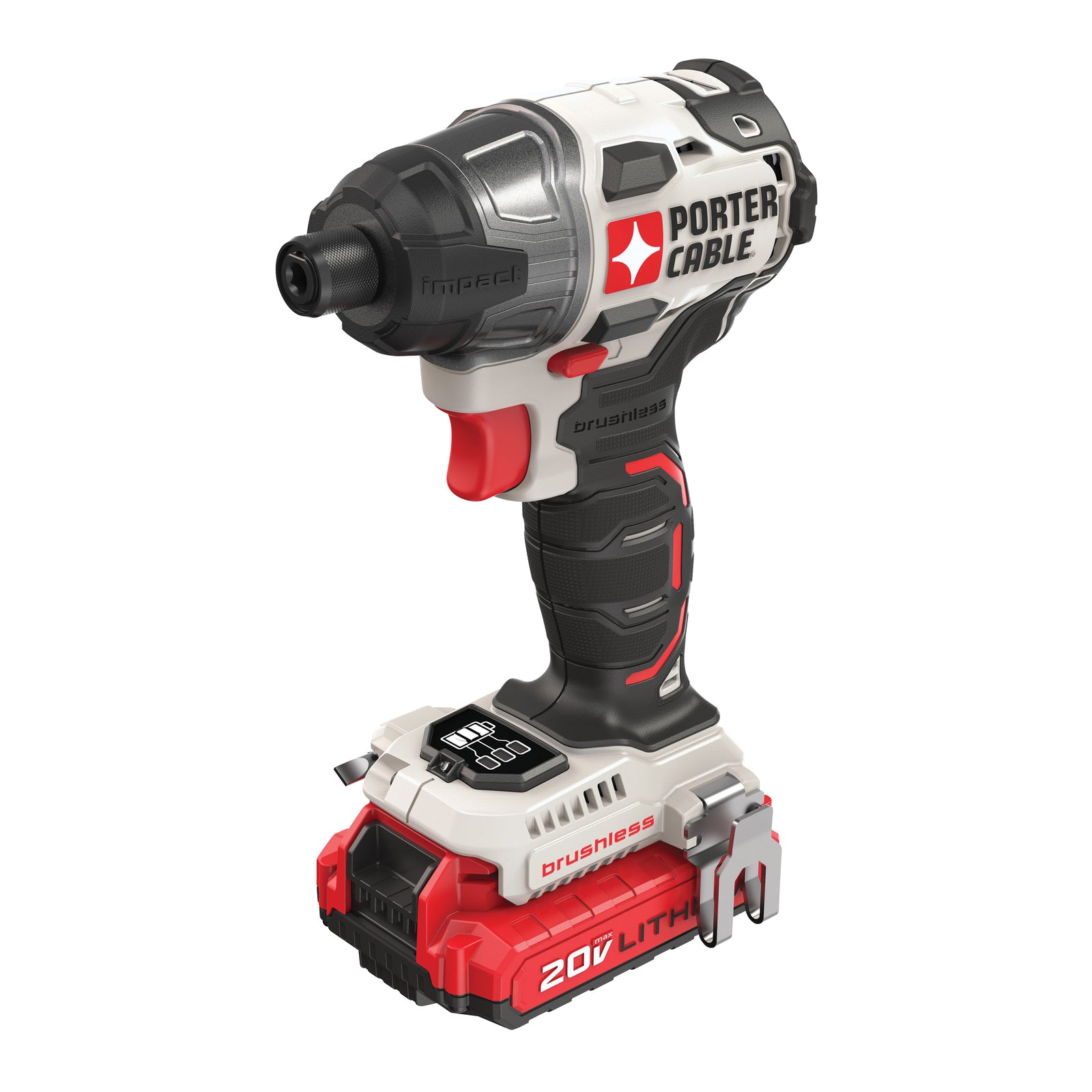 PORTER-CABLE PCCK647LB Impact Driver, Battery Included, 20 V, 1/4 in Drive, Hex Drive, 3100 ipm