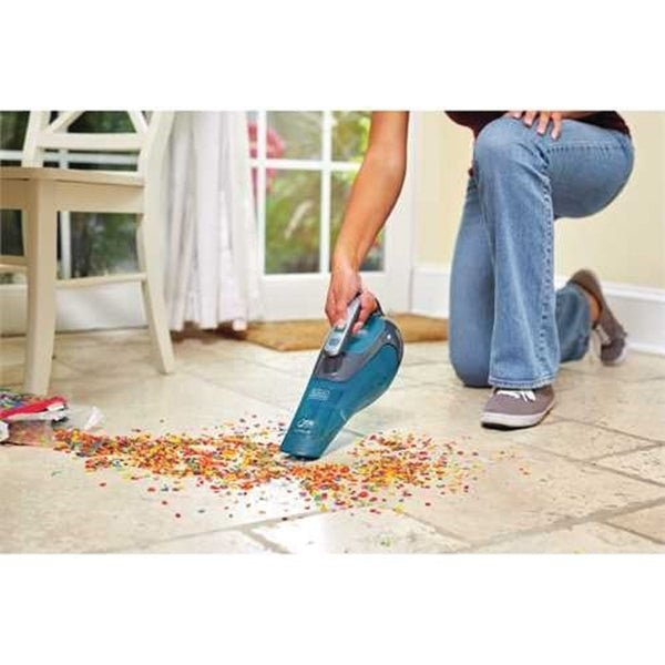 Black+Decker HWVI225J01 Hand Vacuum, 7.2 V Battery, Lithium-Ion Battery, 2.5 Ah, Aqua/Titanium Housing