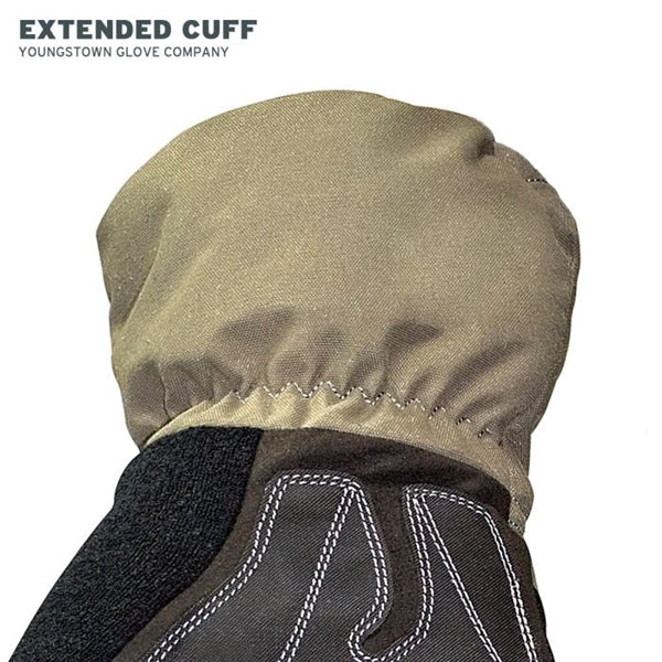 Youngstown Glove 11-3460-60-M Extra-Tough Work Gloves, Men's, M, 8-1/2 to 9 in L, Wing Thumb, Gauntlet Cuff, Black/Tan