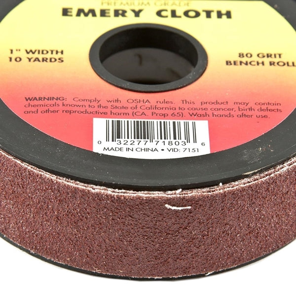 Forney 71803 Bench Roll, 1 in W, 10 yd L, 80 Grit, Premium, Aluminum Oxide Abrasive, Emery Cloth Backing